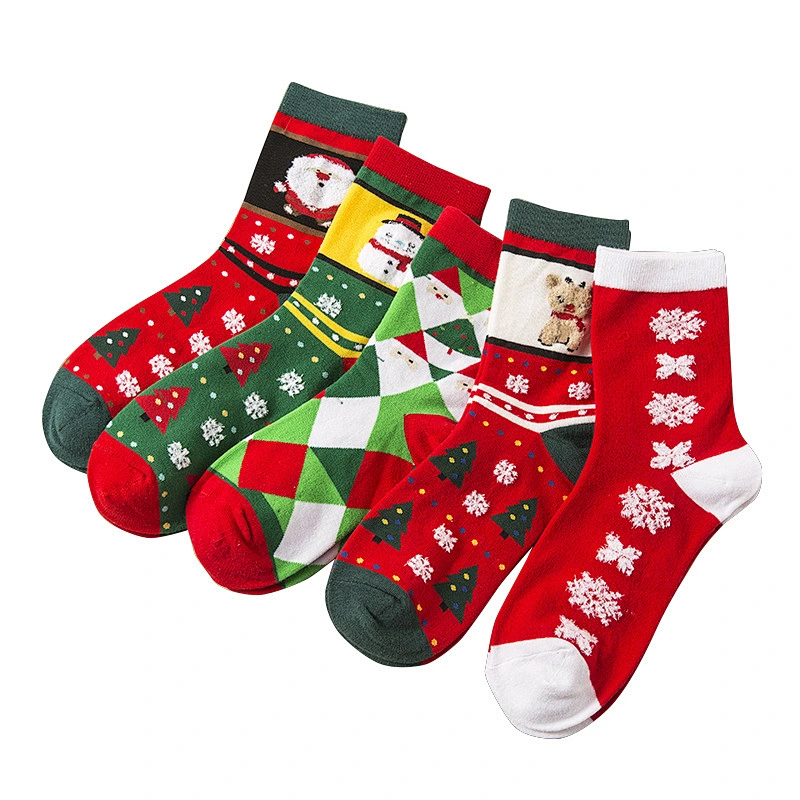 In the tube red socks thick three-dimensional cartoon women's socks cotton Christmas socks