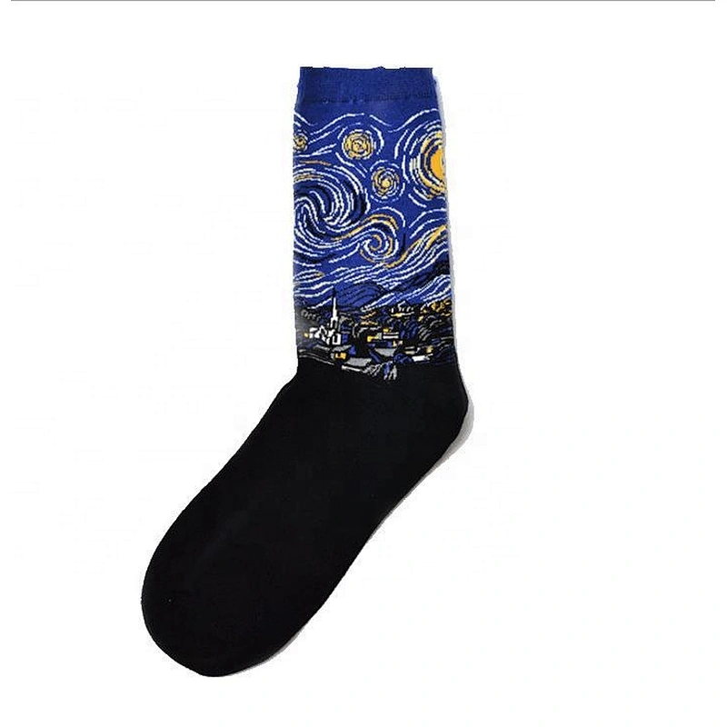 Wholesale men's tube stockings crazy oil painting series socks men's cotton long socks
