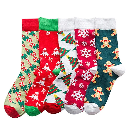 New Christmas series cartoon couple socks creative cute mid tube cotton socks