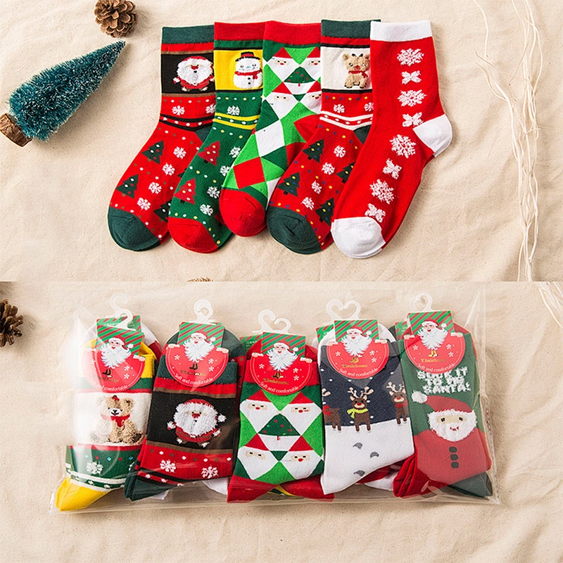 In the tube red socks thick three-dimensional cartoon women's socks cotton Christmas socks
