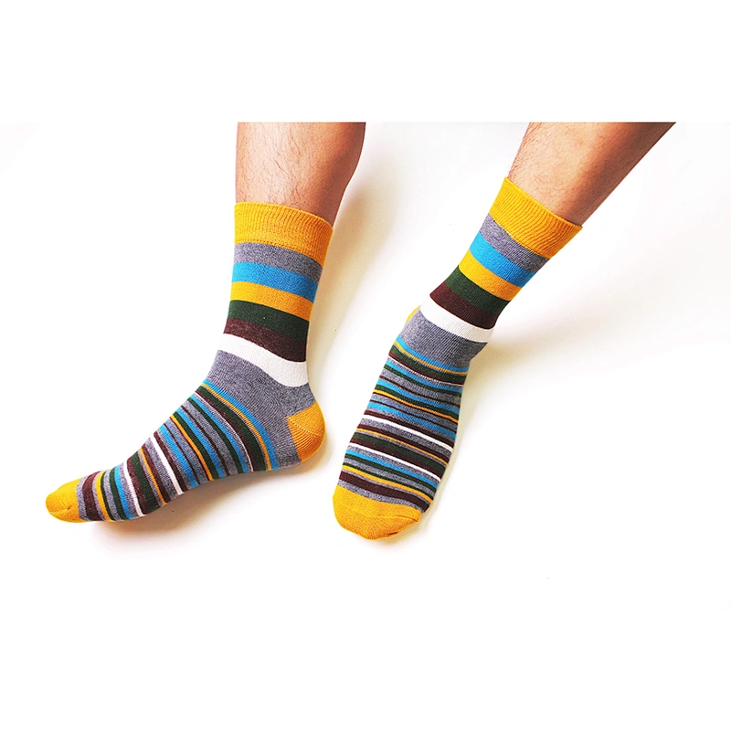 Custom Mens Fashion Socks Stripe Mens 100% Cotton Socks