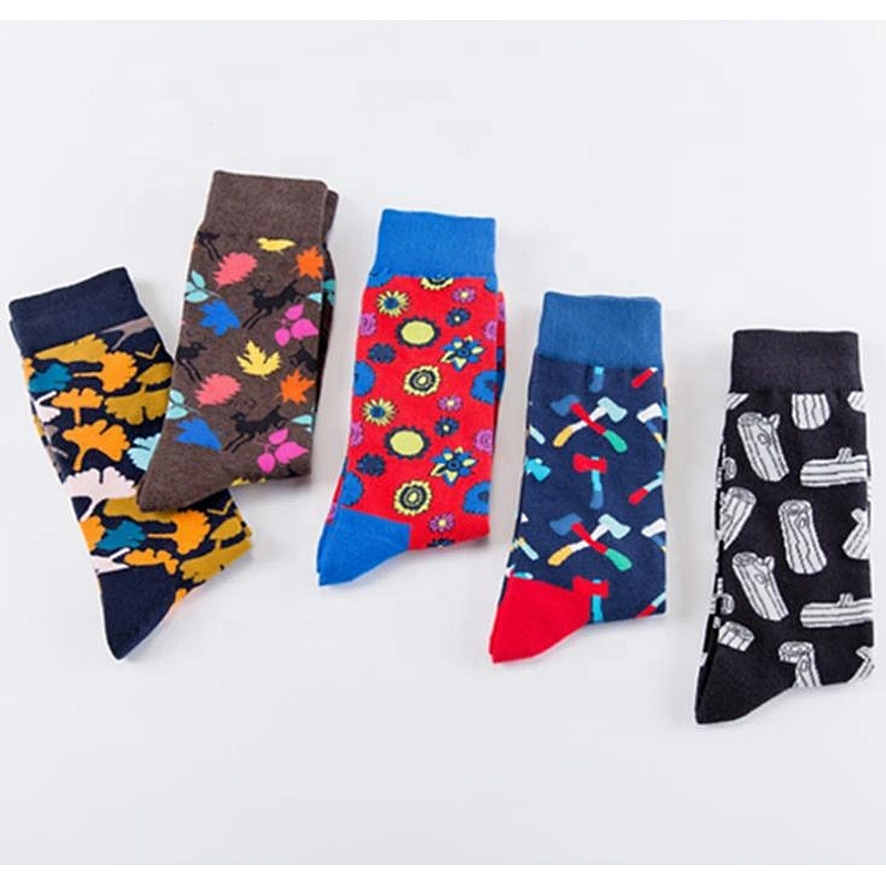 Trendy fashion men's socks Street skateboarding personality forest style socks