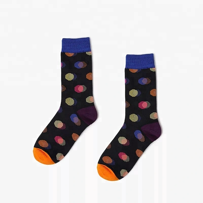 Colorful Patterned Men Dress Socks Combed Cotton Happy Socks