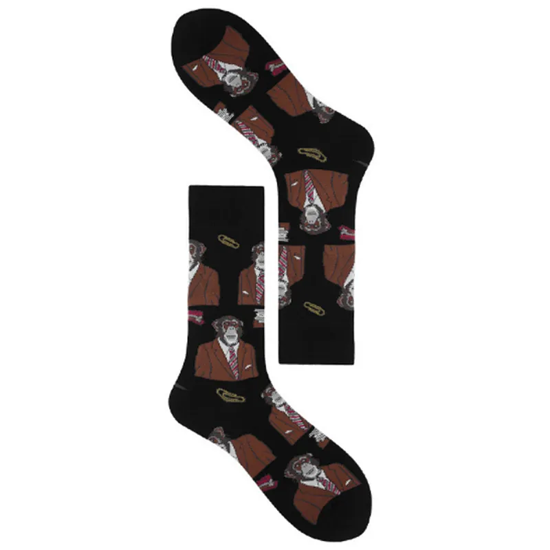 Fashion funny cotton tube mens crazy animals socks
