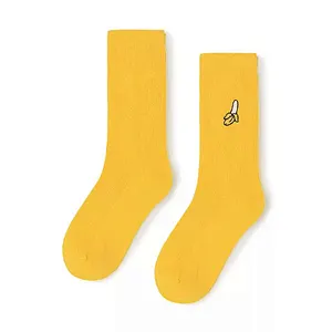 Fruit avocado banana cherry peach embroidered retro loose women socks
