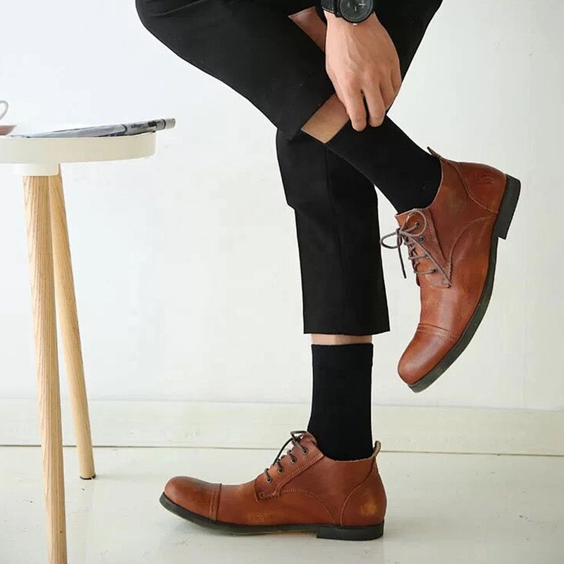 100% Organic Black Cotton Wholesale Dress Socks Custom Mens