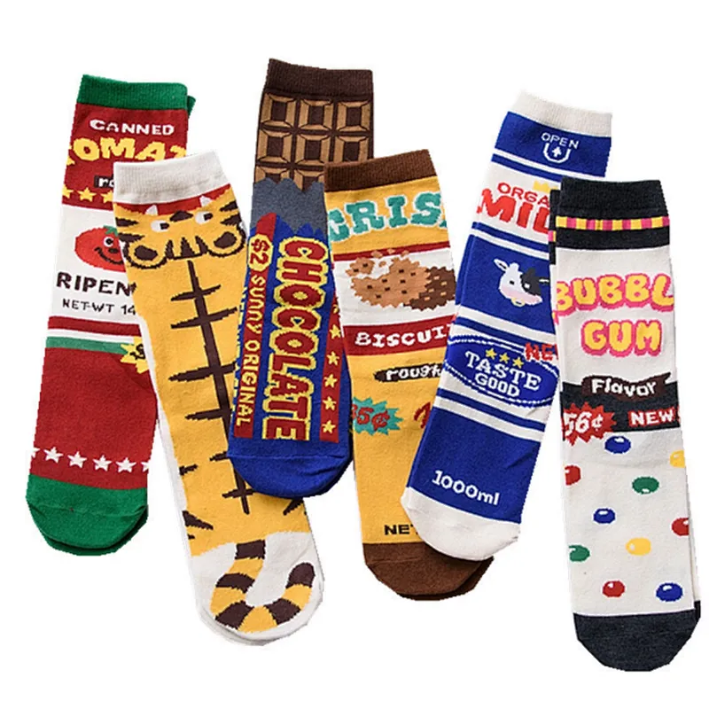 Japanese hot selling creative socks milk illustration socks female hot teen girls tube letters socks