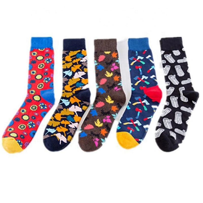 Trendy fashion men's socks Street skateboarding personality forest style socks