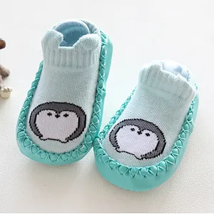 Newborn toddler combed cotton cartoon baby shoes socks non slip rubber sole children's floor socks