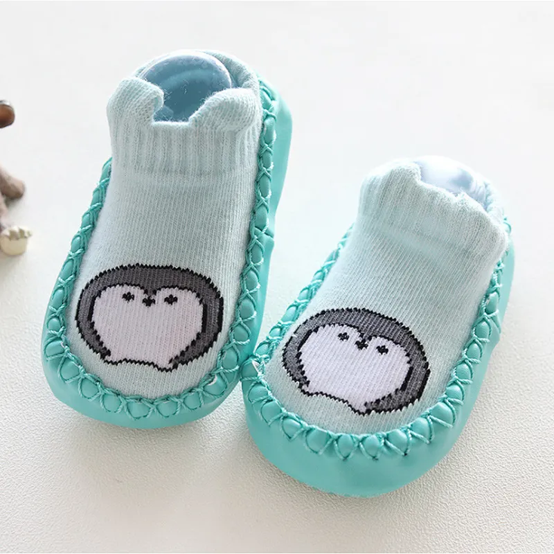 Newborn toddler combed cotton cartoon baby shoes socks non slip rubber sole children's floor socks