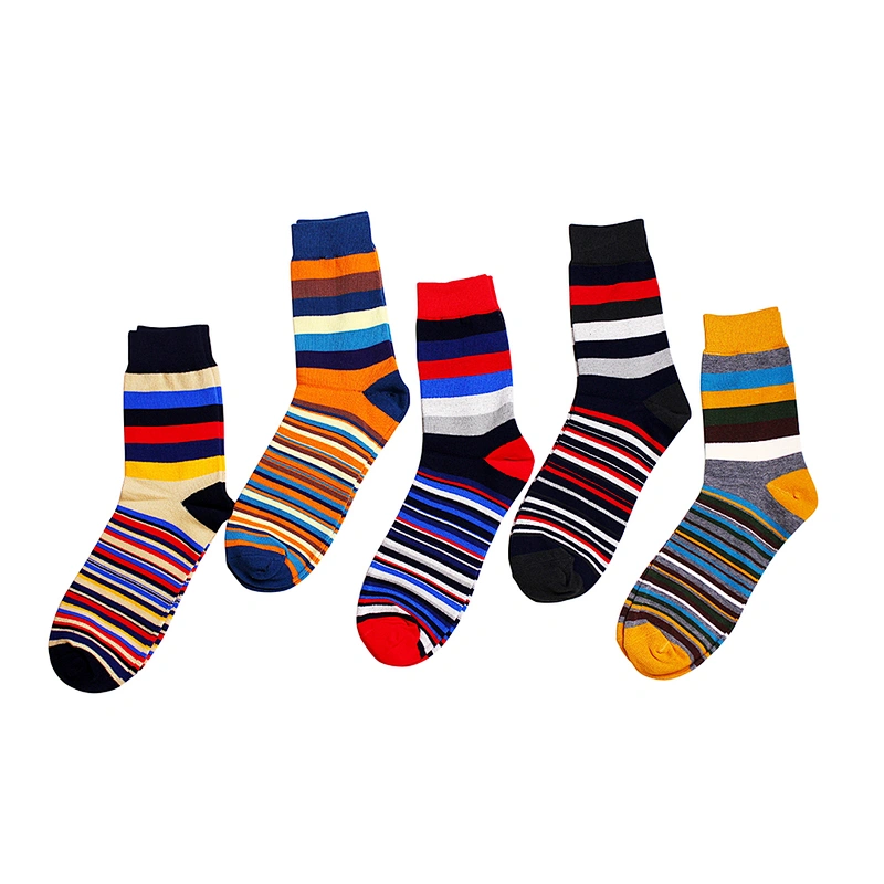 Custom Mens Fashion Socks Stripe Mens 100% Cotton Socks