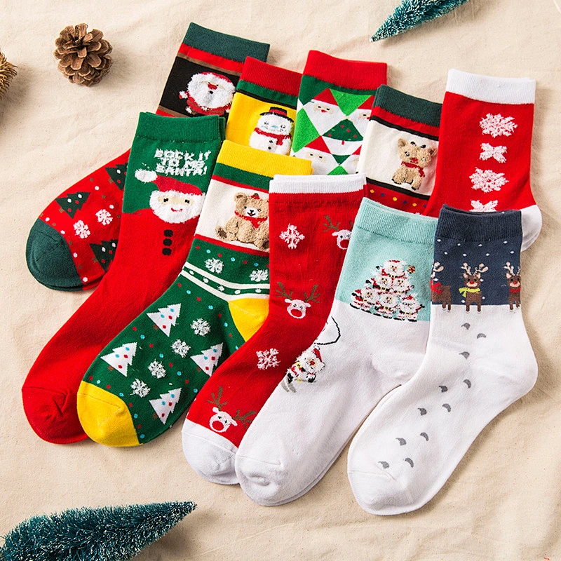 In the tube red socks thick three-dimensional cartoon women's socks cotton Christmas socks