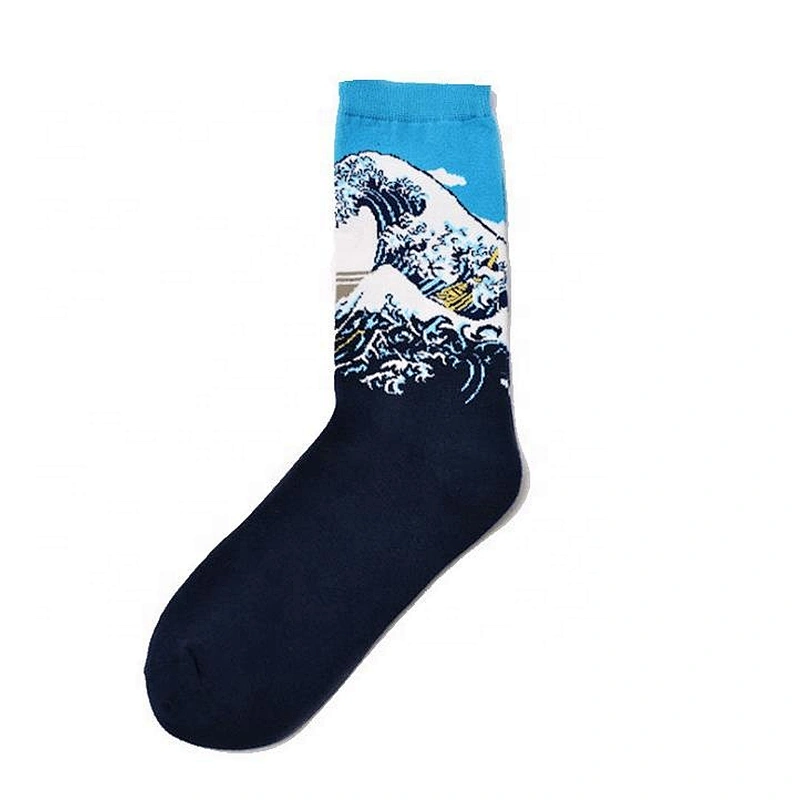 Wholesale men's tube stockings crazy oil painting series socks men's cotton long socks