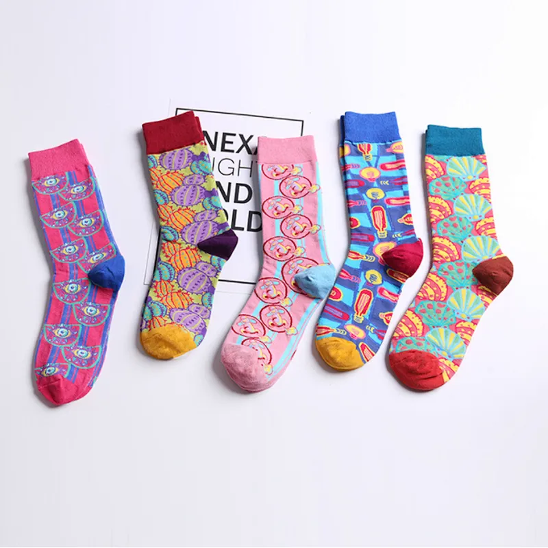2020 new cotton women socks cartoon harajuku style silk jacquard socks