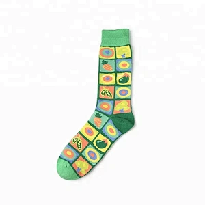 Colorful Patterned Men Dress Socks Combed Cotton Happy Socks