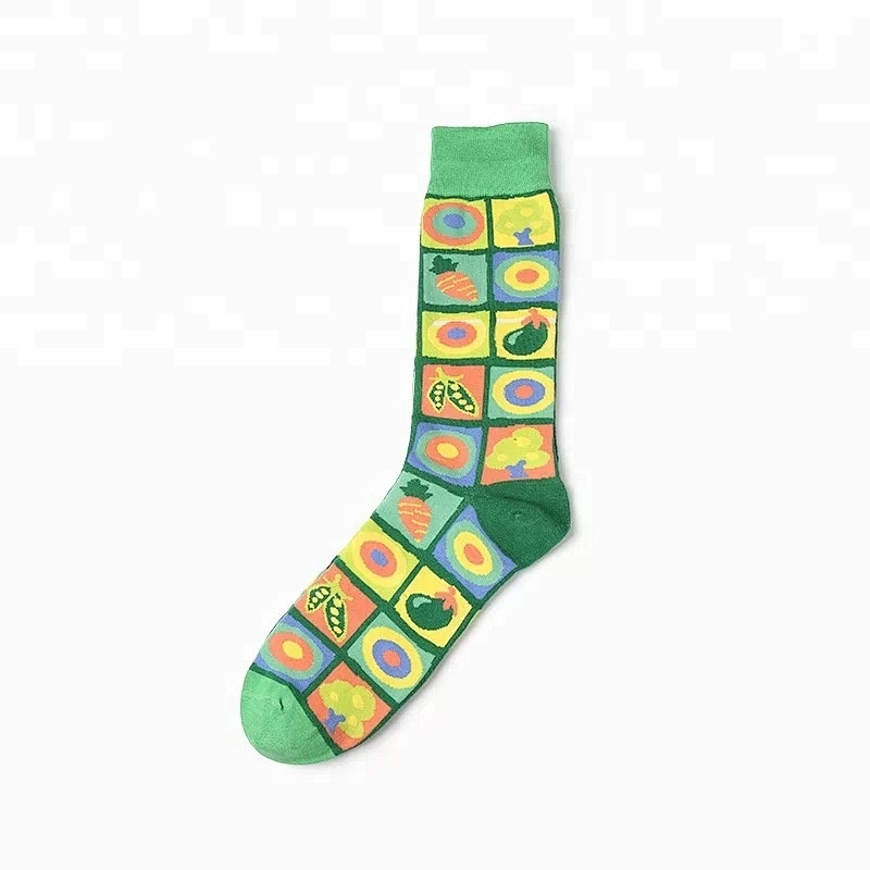 Colorful Patterned Men Dress Socks Combed Cotton Happy Socks
