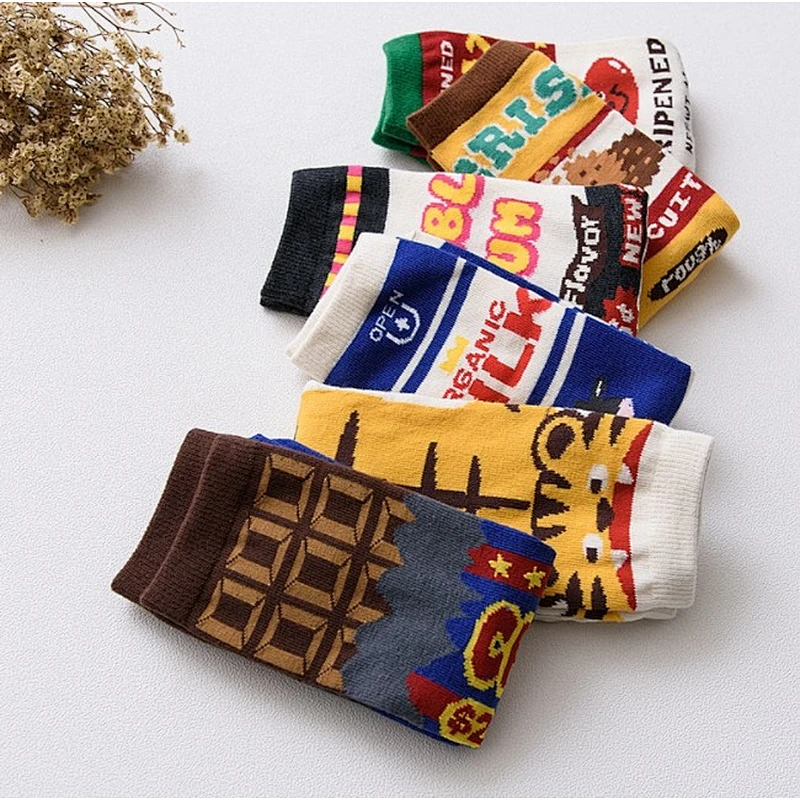 Japanese hot selling creative socks milk illustration socks female hot teen girls tube letters socks