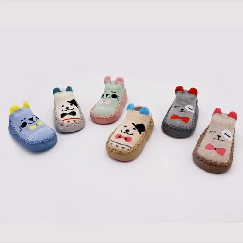 Newborn toddler socks cartoon baby shoes socks non slip rubber sole children's floor socks