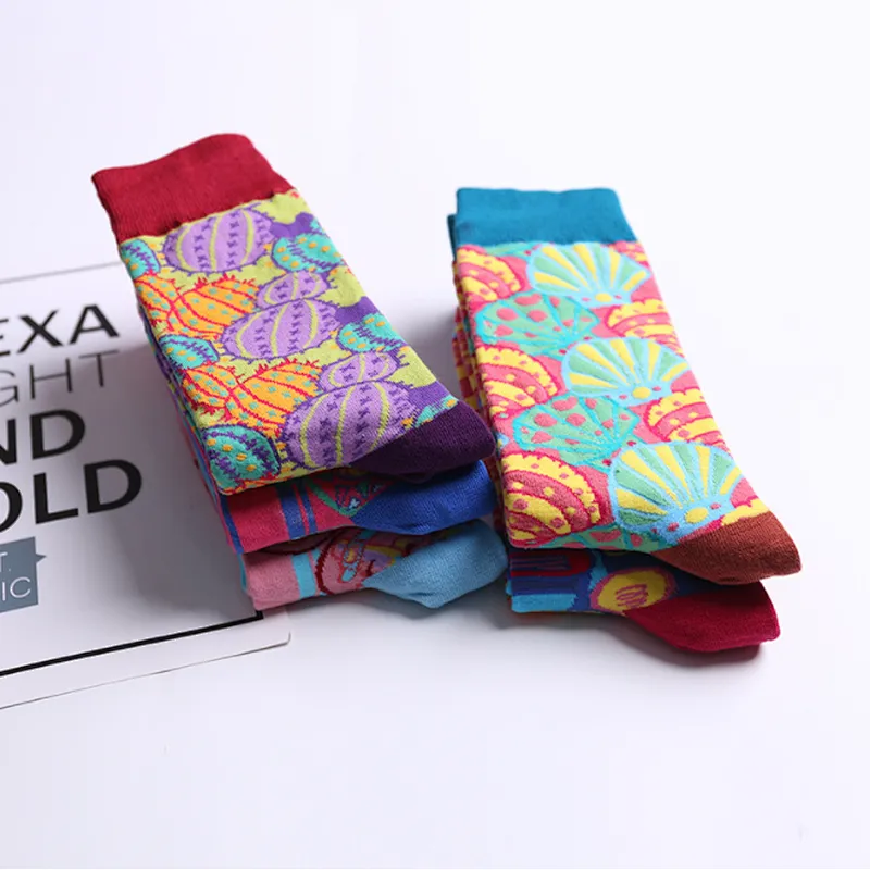 2020 new cotton women socks cartoon harajuku style silk jacquard socks