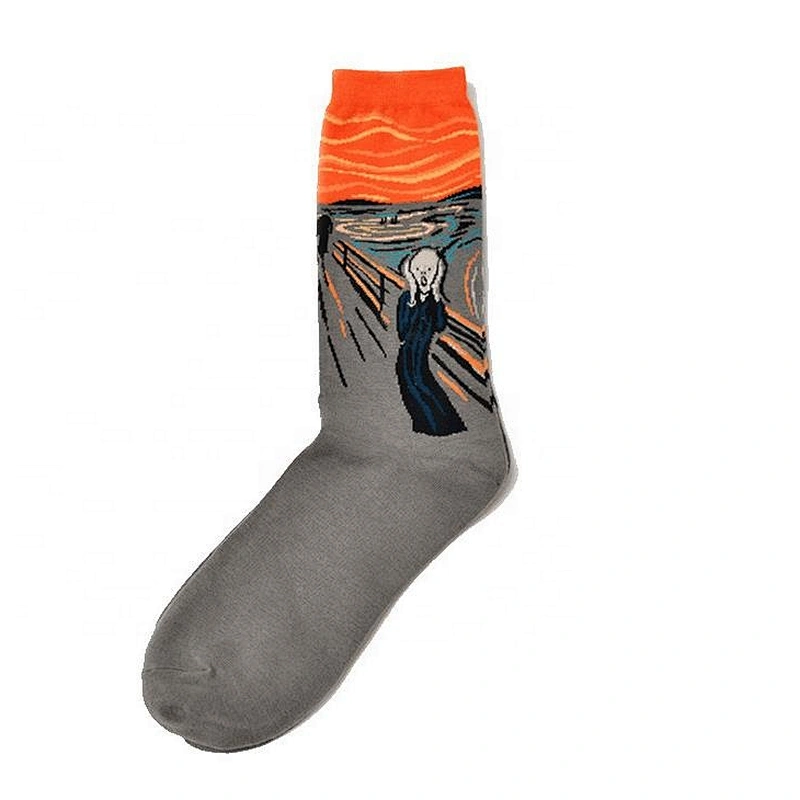 Wholesale men's tube stockings crazy oil painting series socks men's cotton long socks