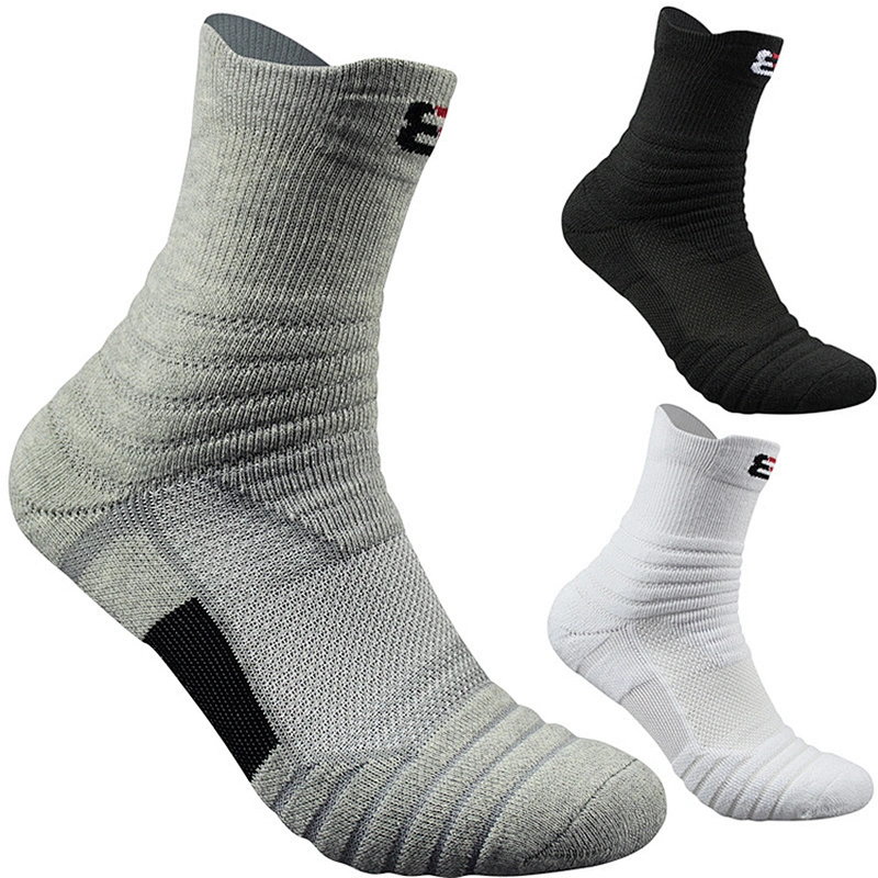 Men cotton running sock sport socks white