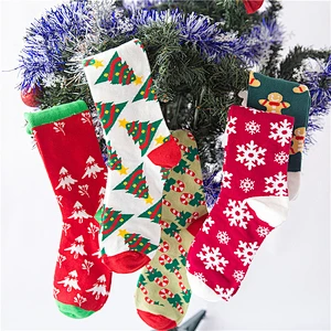 New Christmas series cartoon couple socks creative cute mid tube cotton socks