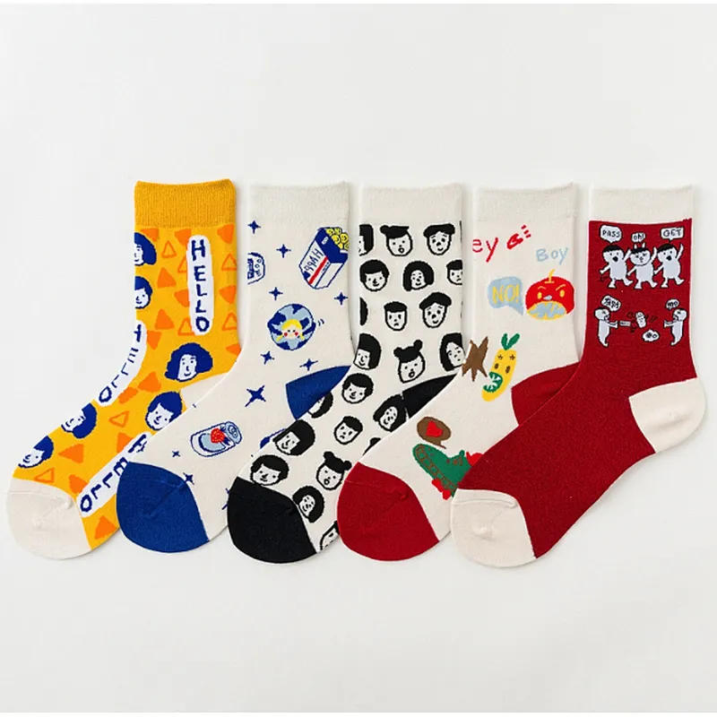 Creative cartoon Korean socks illustration cotton fashion socks ladies socks