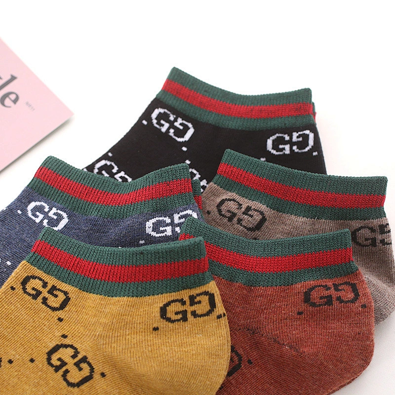New men and women with the same double G letter tide socks cotton fashion low to help sports boat socks