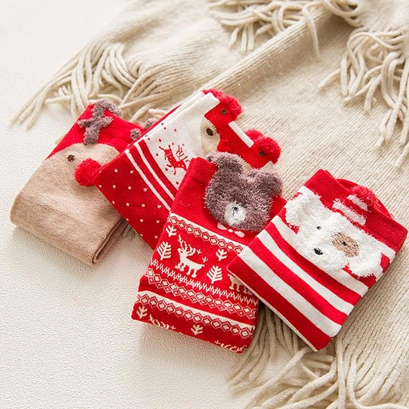 Cotton three-dimensional cartoon Christmas socks lovely elk lady tube socks wholesale