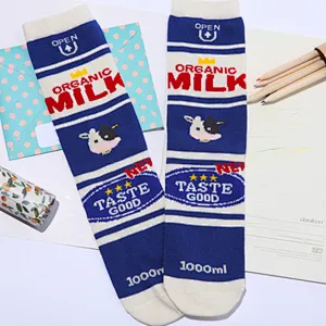 Japanese hot selling creative socks milk illustration socks female hot teen girls tube letters socks