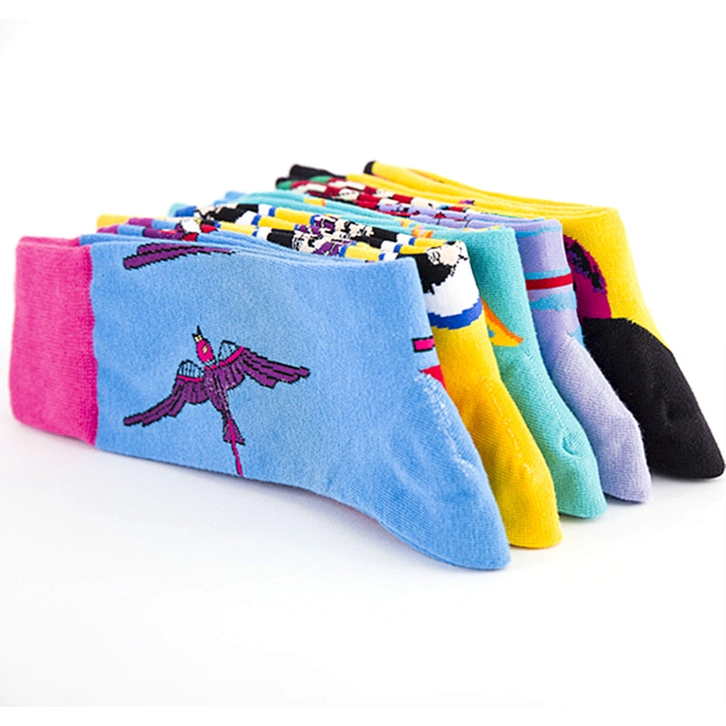 Fashion color men's large size socks portrait illustration socks wholesale