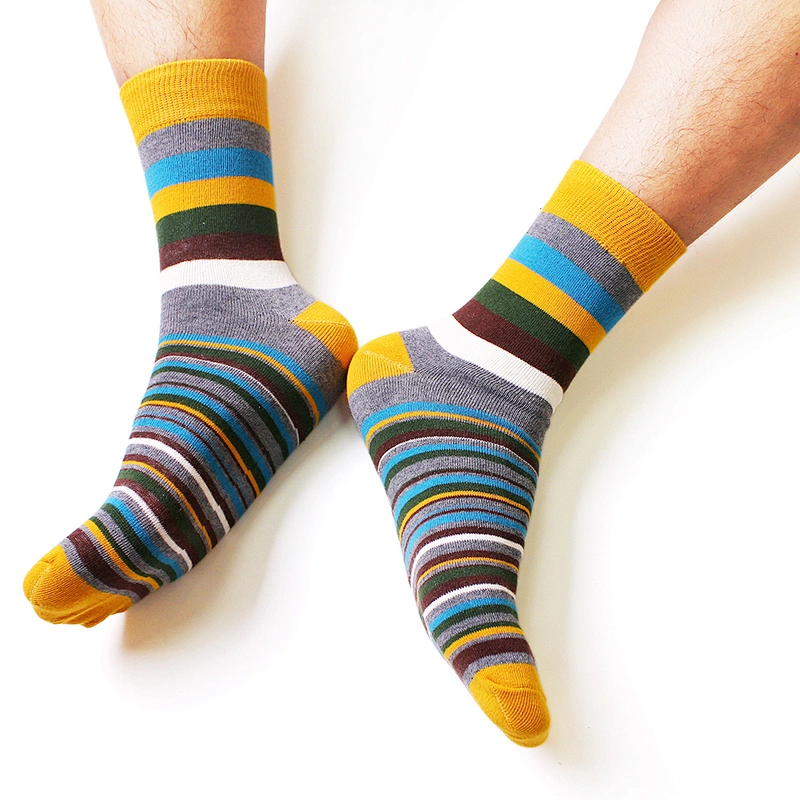 Custom Mens Fashion Socks Stripe Mens 100% Cotton Socks