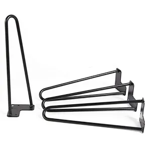 Hairpin Table Legs Heavy Duty Satin Black Steel Rods for Industrial Design Look