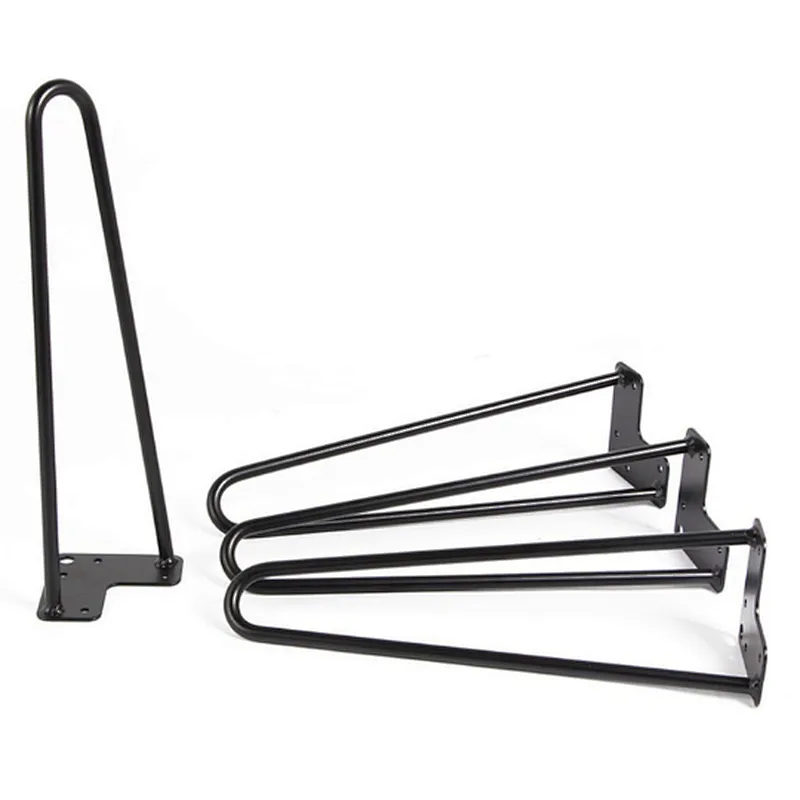 Hairpin Table Legs Heavy Duty Satin Black Steel Rods for Industrial Design Look