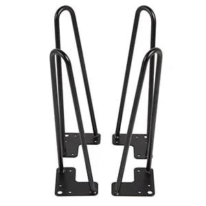 Hairpin Table Legs Heavy Duty Satin Black Steel Rods for Industrial Design Look