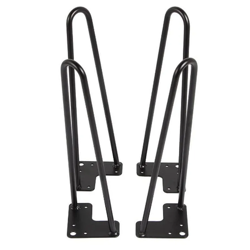 Hairpin Table Legs Heavy Duty Satin Black Steel Rods for Industrial Design Look