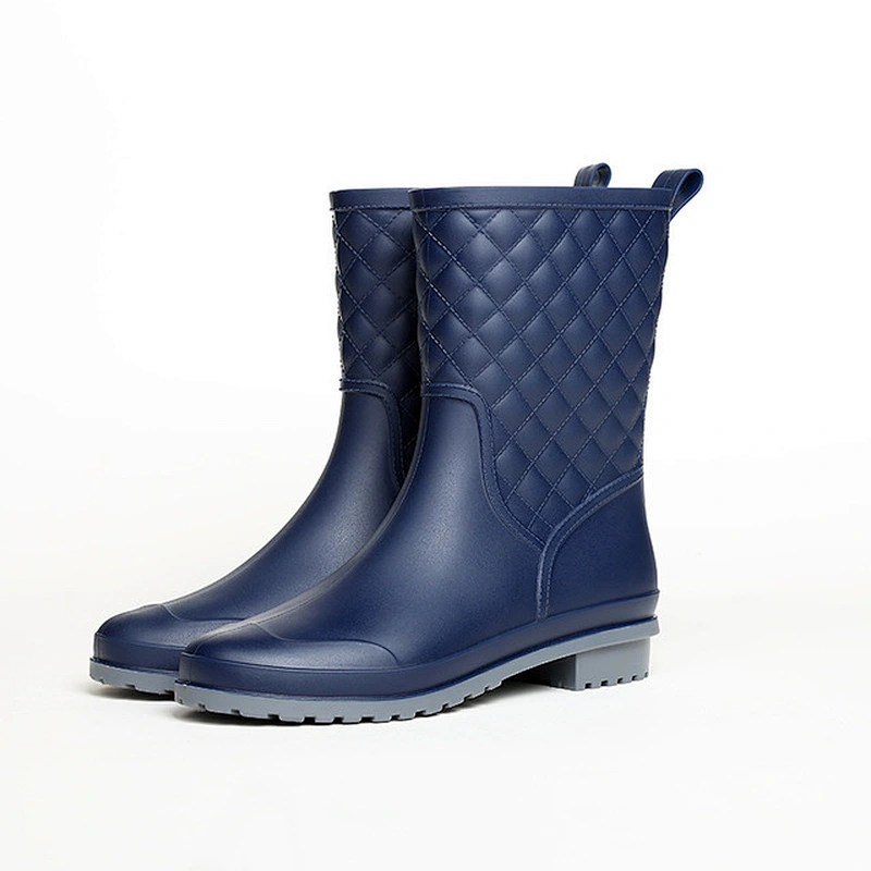 New Lattice Casual Fashion Mid-Tube Waterproof Rain Boots Women Black Adult Rain Boots