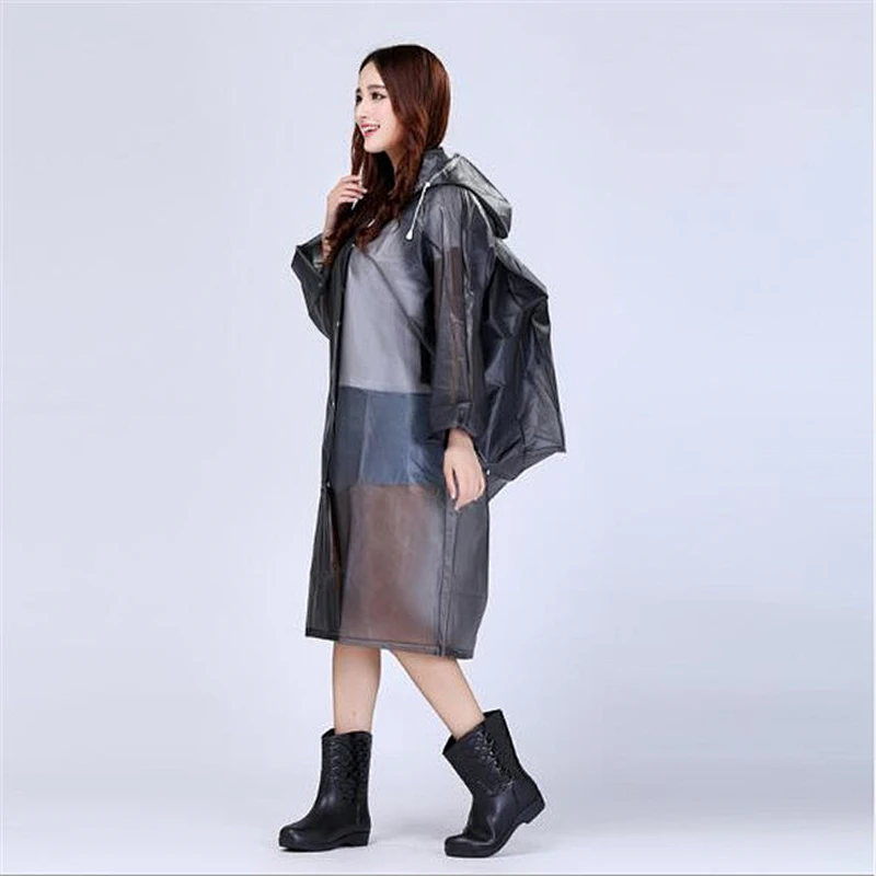 Hiking Men and Women Adult Raincoat EVA Translucent Raincoat Non-disposable Fashion Backpack with Raincoat
