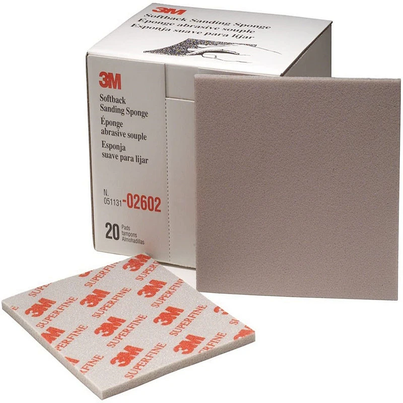 Softback Abrasive Sanding Sponge Blocks Pad 02602, Superfine, grit 500 to 600, 115mm x 140mm, 20 sponges per pack
