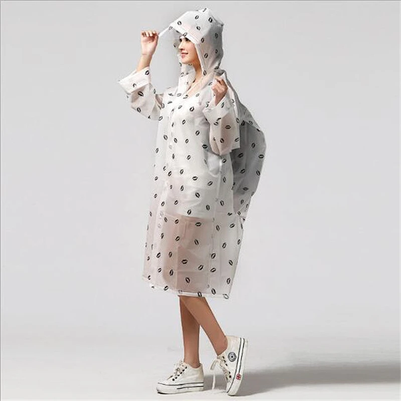 Hiking Men and Women Adult Raincoat EVA Translucent Raincoat Non-disposable Fashion Backpack with Raincoat