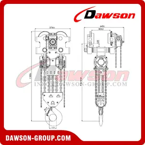 20T 25T Low Headroom Hoist Trolley, 20000KG 25000KG Hand Pull Trolley Hoist Combination