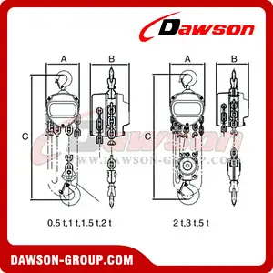 DSEP-B 0.5T - 5T Chain Block, Aluminum Bronze Alloy Chain Hoist for Lifting Heavy Loads