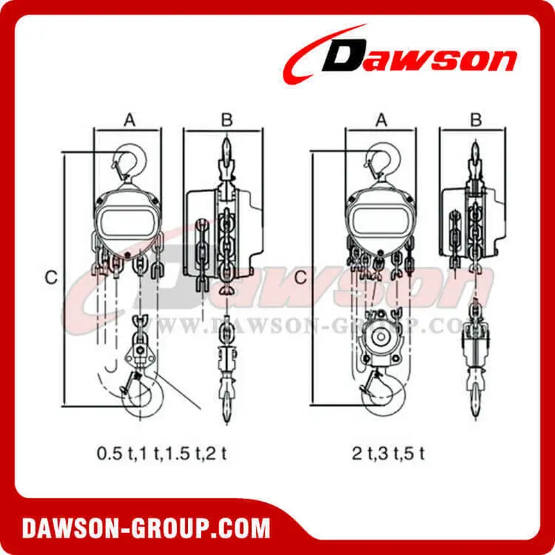 DSEP-B 0.5T - 5T Chain Block, Aluminum Bronze Alloy Chain Hoist for Lifting Heavy Loads