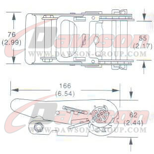 Drawing of DG-B006 2'' Ratchet Buckle,50MM Ratchet Buckle,3000kgs - China Dawson Supplier