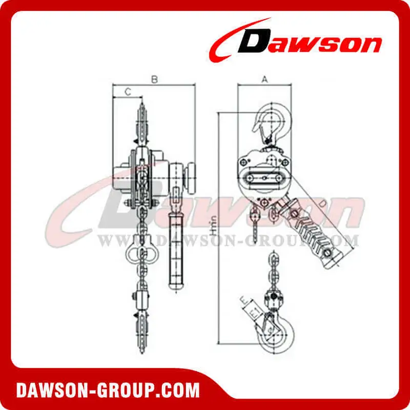 DSLH-J 0.25T 0.5T Mini Lever Hoist, Small Ratchet Lever Block for Bulk Strapping