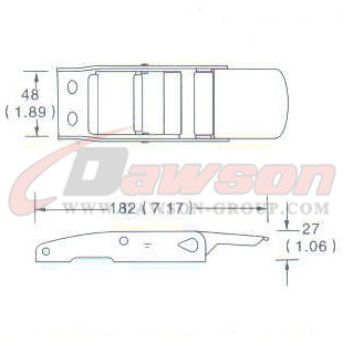 Drawing of DG-OB004 2'' Overcenter Buckle, 50MM Overcenter Buckle,800kgs - China Dawson Supplier