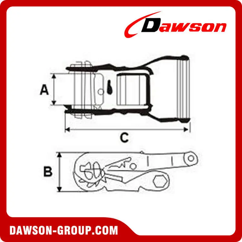 DSRB034 BS 400kg/880LBS 25mm Semi Automatic Ratchet Buckle