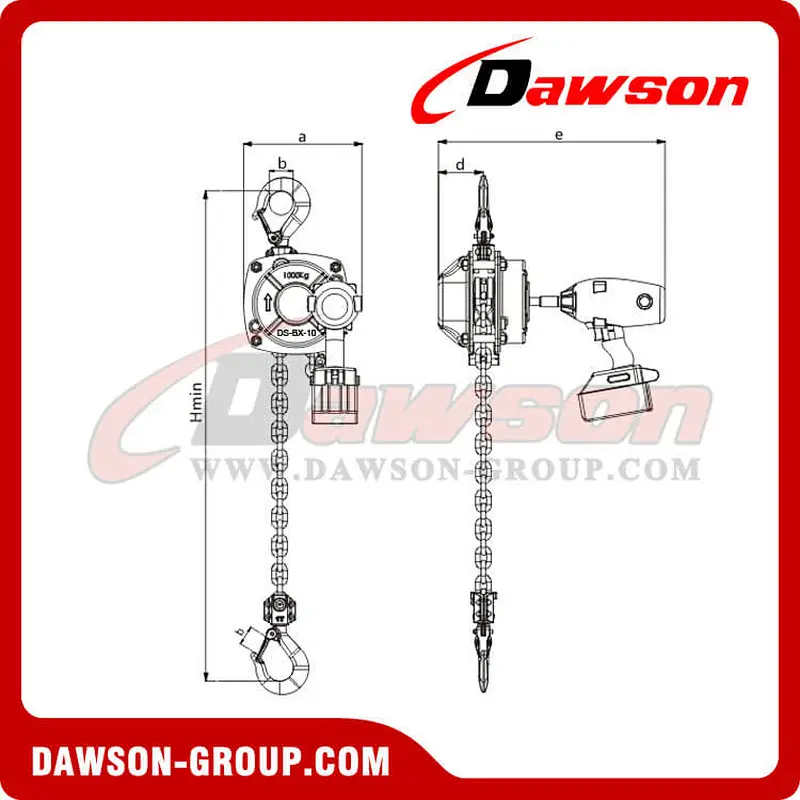 0.125T - 3T Portable Electric Hoist with Electric Wrench for Outdoor Use Without Power