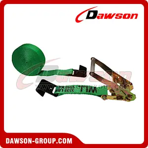 2 inch 30 feet GREEN Ratchet Strap with Black Flat Hook