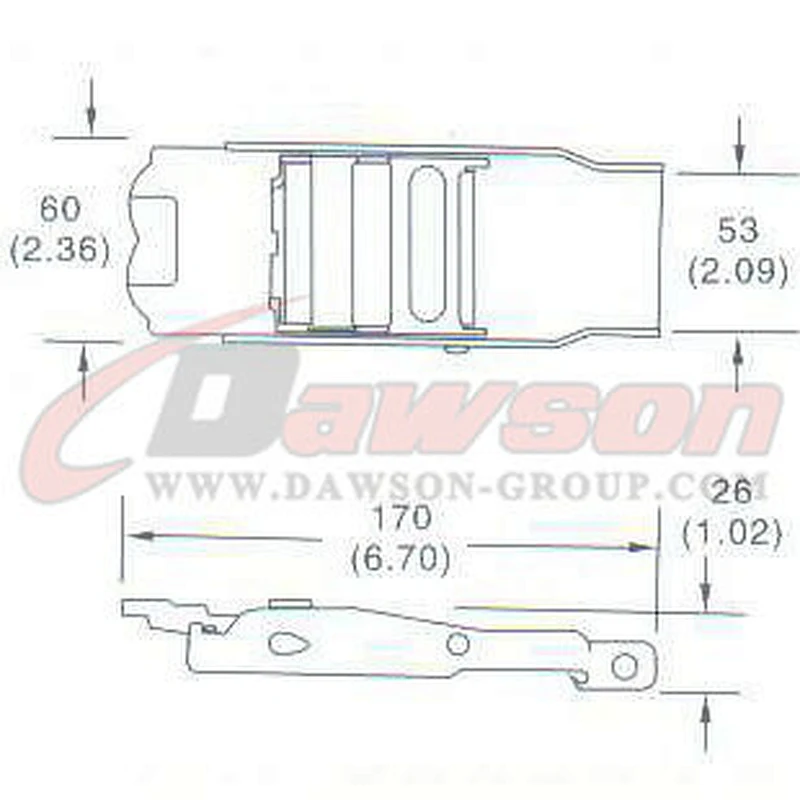 DG-OB007 2'' 50mm Stainless Steel Overcenter Buckle with Plastic Latch for Cargo Strap / Tarp Strap Safety Belt